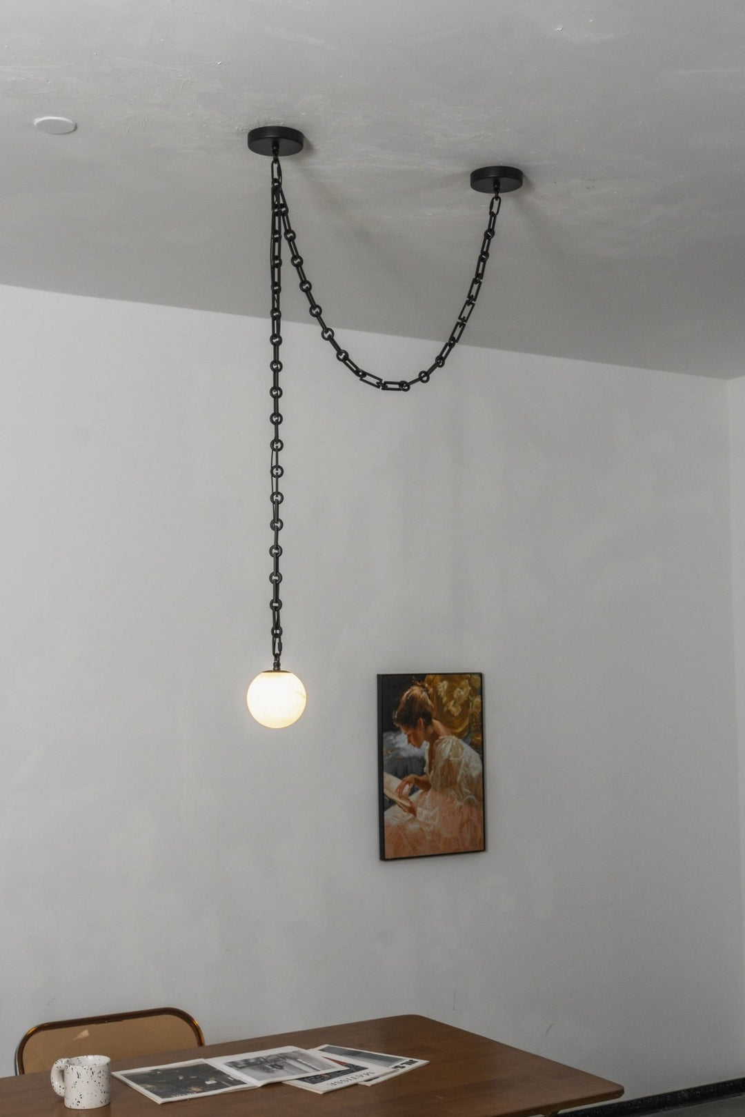 Industrial Alabaster Orb Chain Chandelier - Vakkerlight