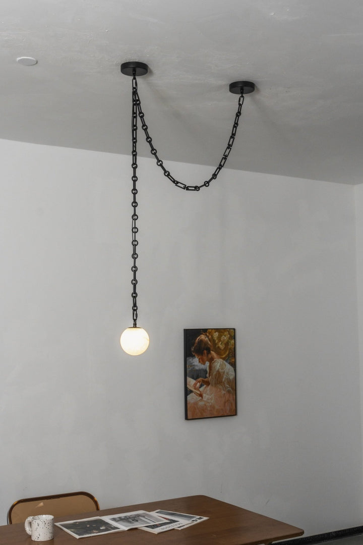 Industrial Alabaster Orb Chain Chandelier - Vakkerlight