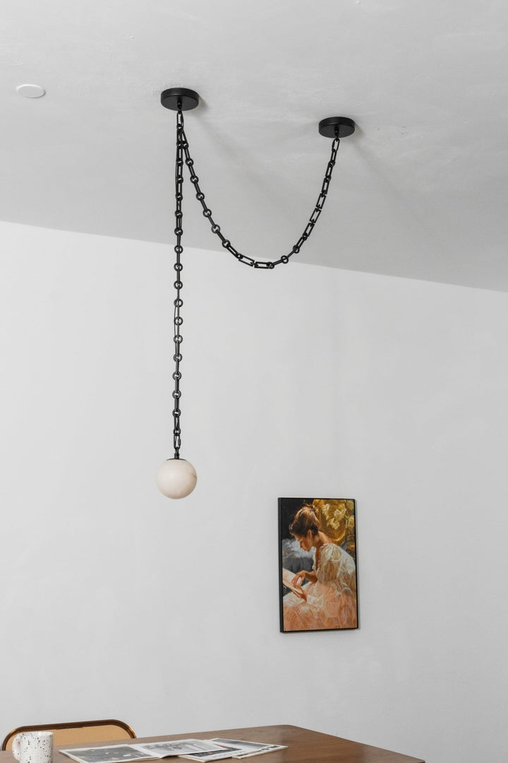 Industrial Alabaster Orb Chain Chandelier - Vakkerlight