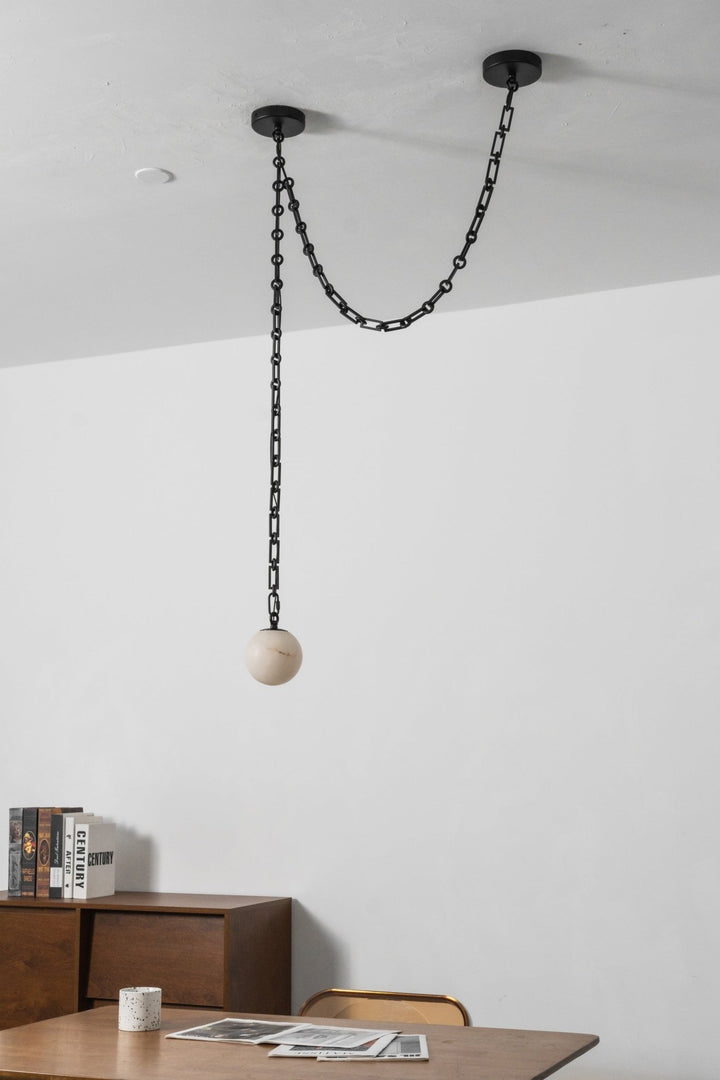 Industrial Alabaster Orb Chain Chandelier - Vakkerlight