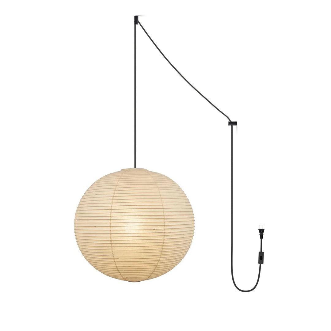 Japanese Paper Pendant Swag Light (black plug wire) – detail 31