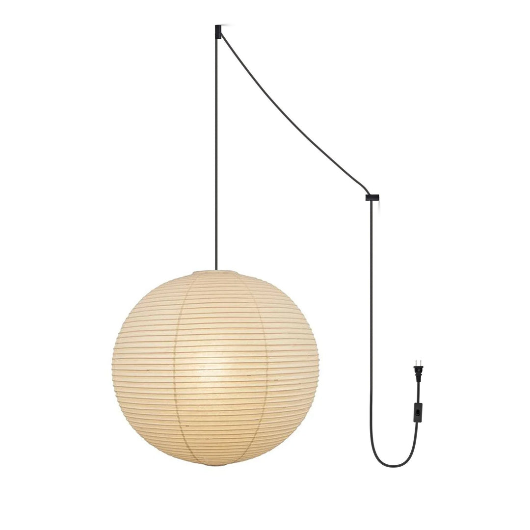 Japanese Paper Pendant Swag Light (black plug wire) – detail 32