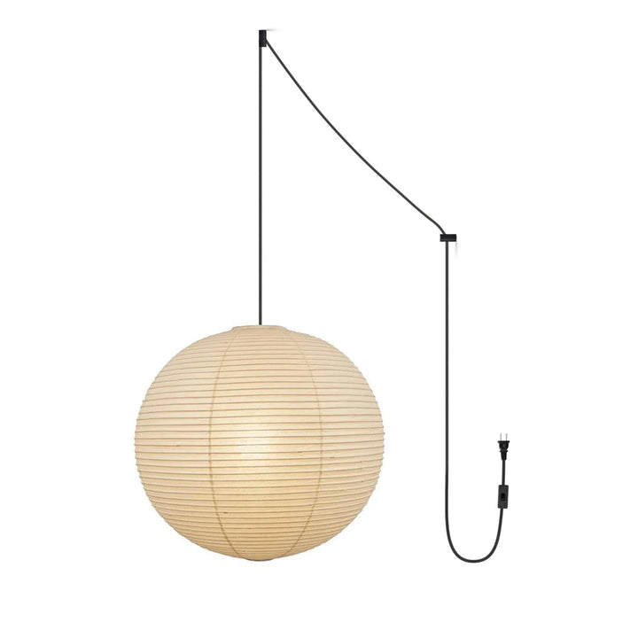 Japanese Paper Pendant Swag Light (black plug wire) – detail 32