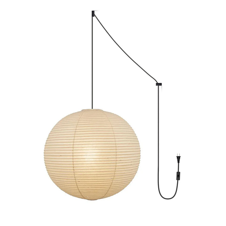 Japanese Paper Pendant Swag Light (black plug wire) – detail 33