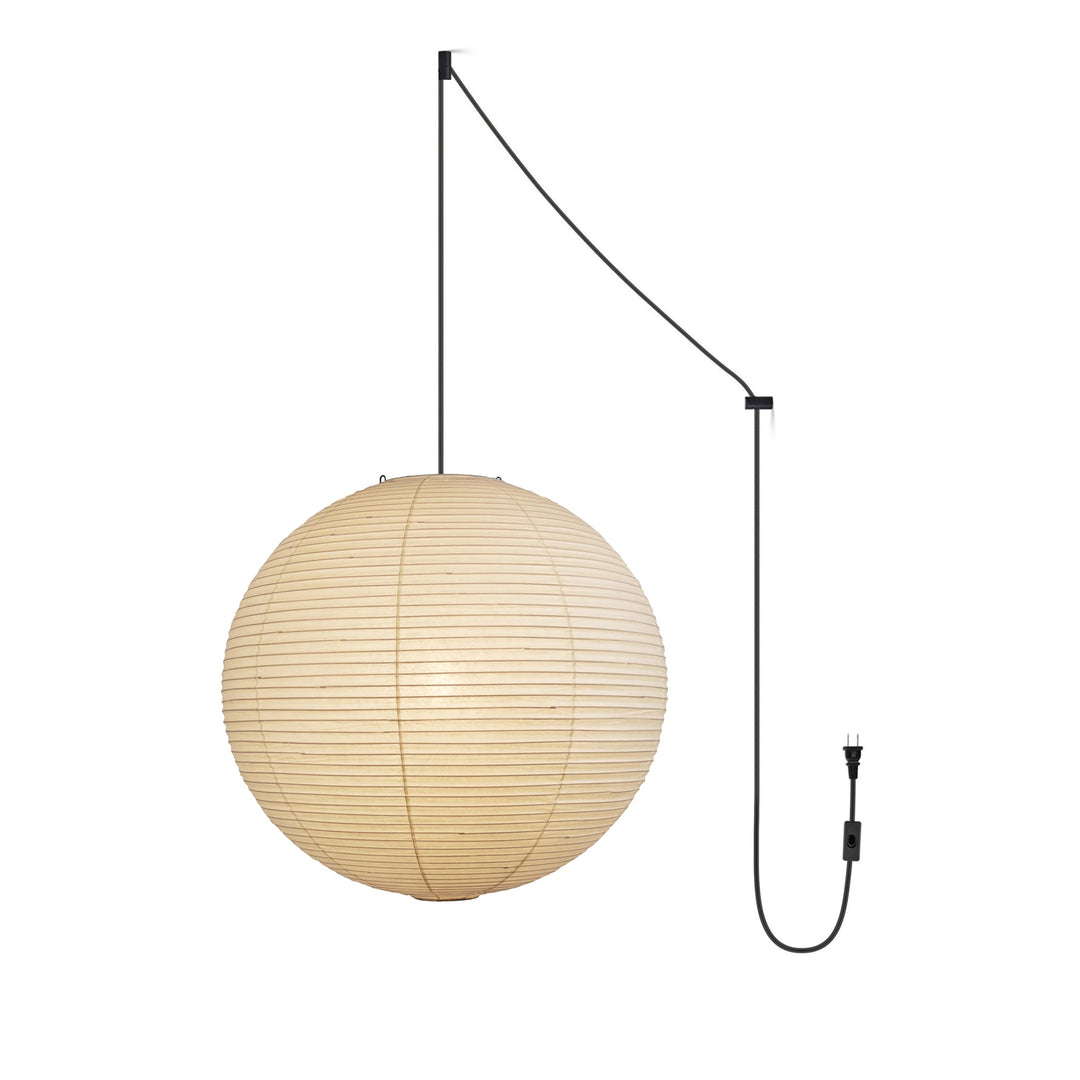 Japanese Paper Pendant Swag Light (black plug wire) – detail 38
