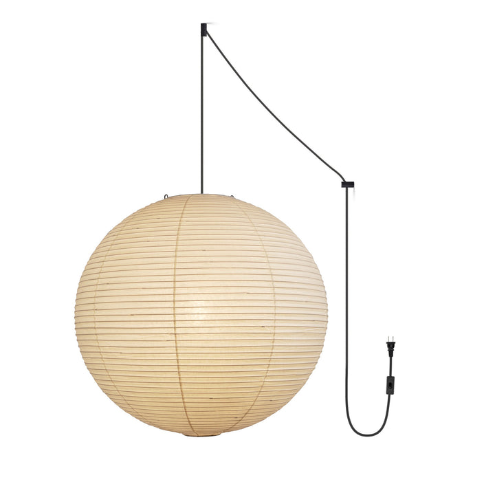 Japanese Paper Pendant Swag Light (black plug wire)