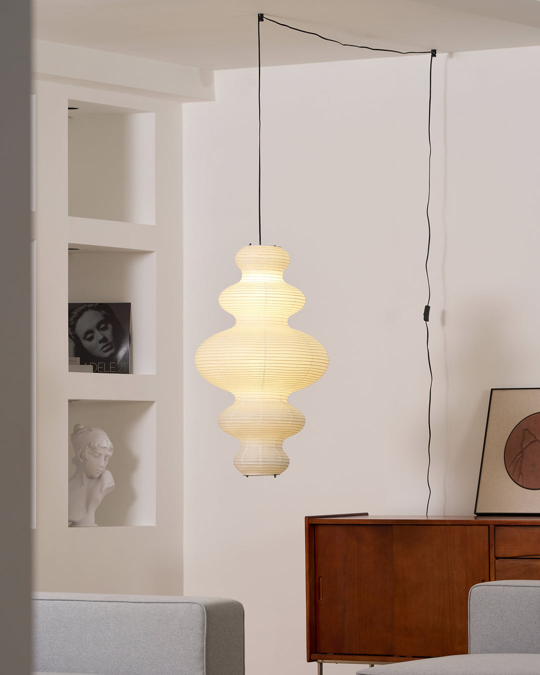 Kozo Paper Tower Swag Pendant – detail 2