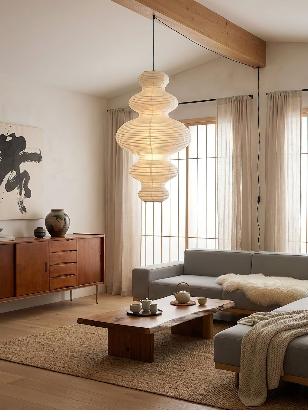 Kozo Paper Tower Swag Pendant – detail 5