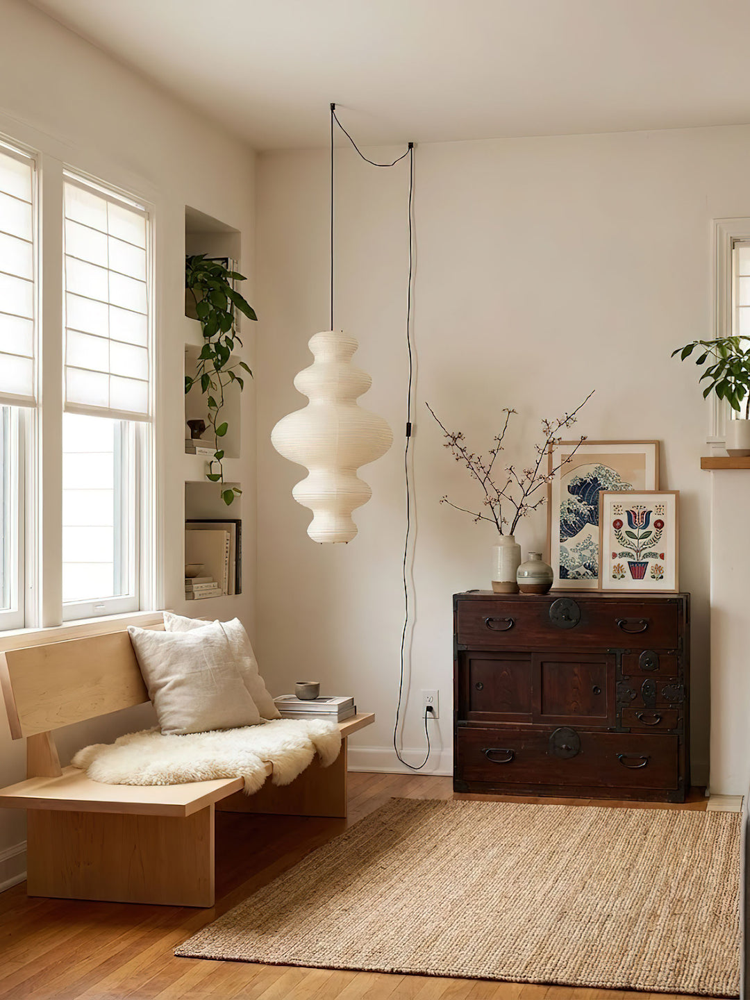 Kozo Paper Tower Swag Pendant – detail 8