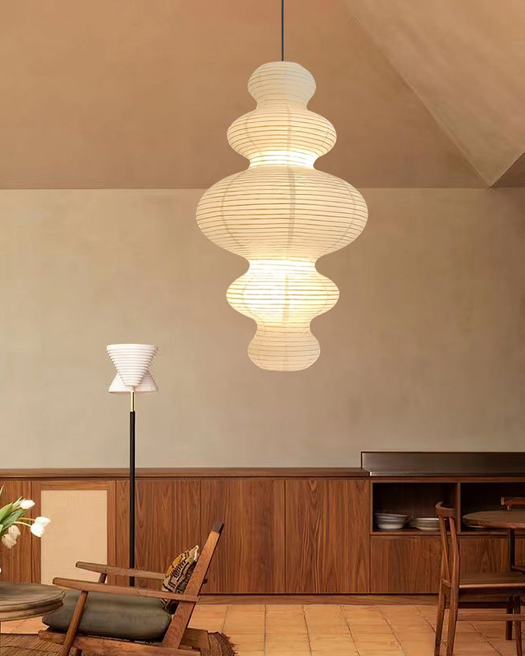 Kozo Paper Tower Swag Pendant – detail 18