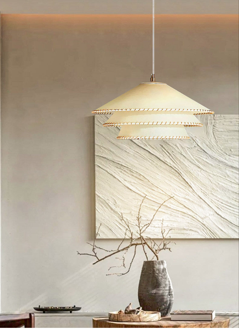 Layered Fabric Cone Pendant Lamp