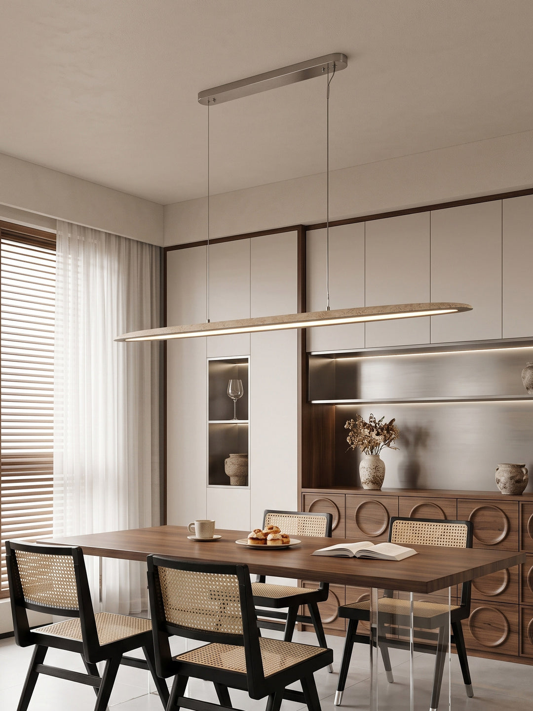 Ledge Travertine Linear Pendant Lamp