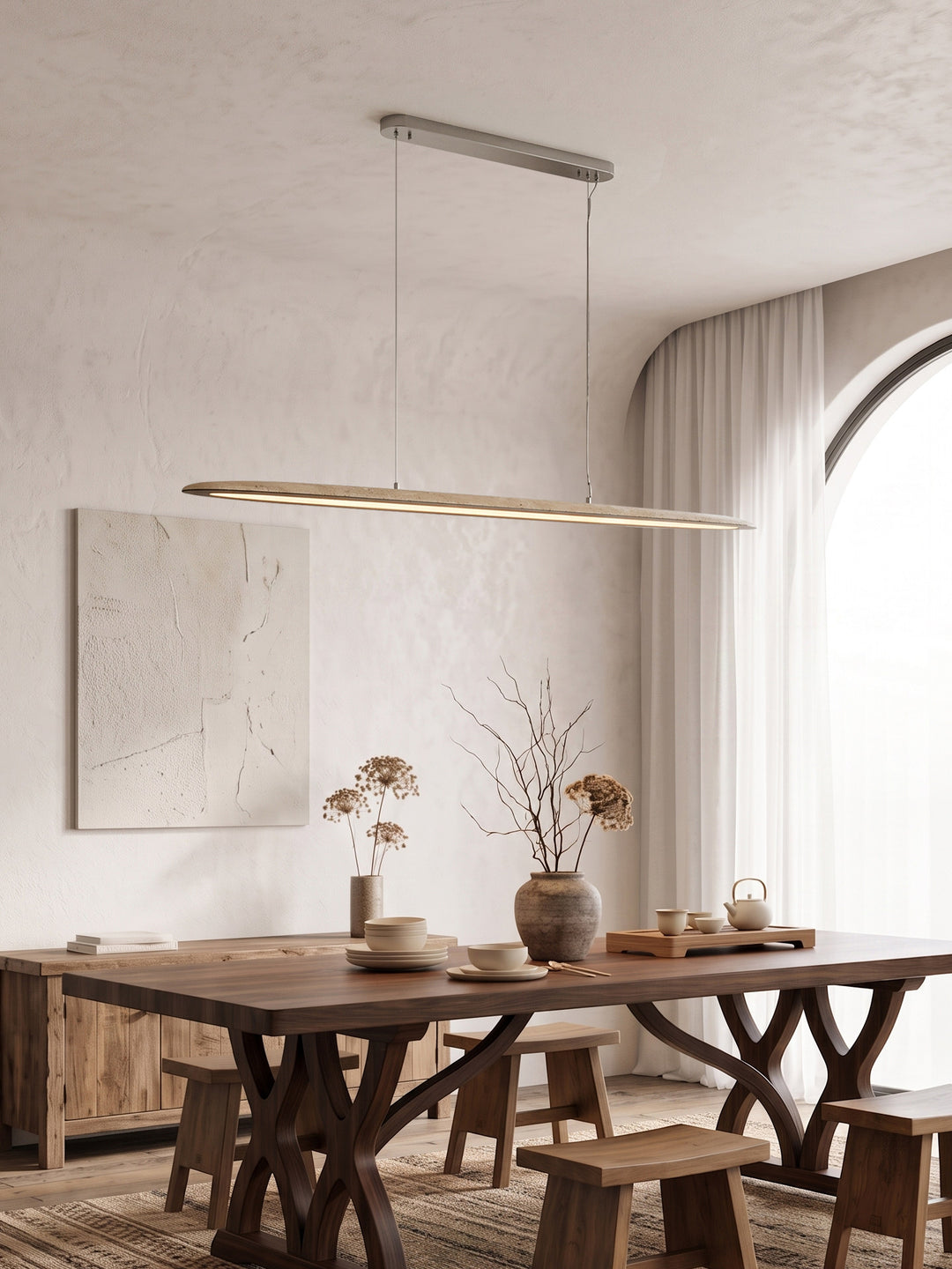 Ledge Travertine Linear Pendant Lamp