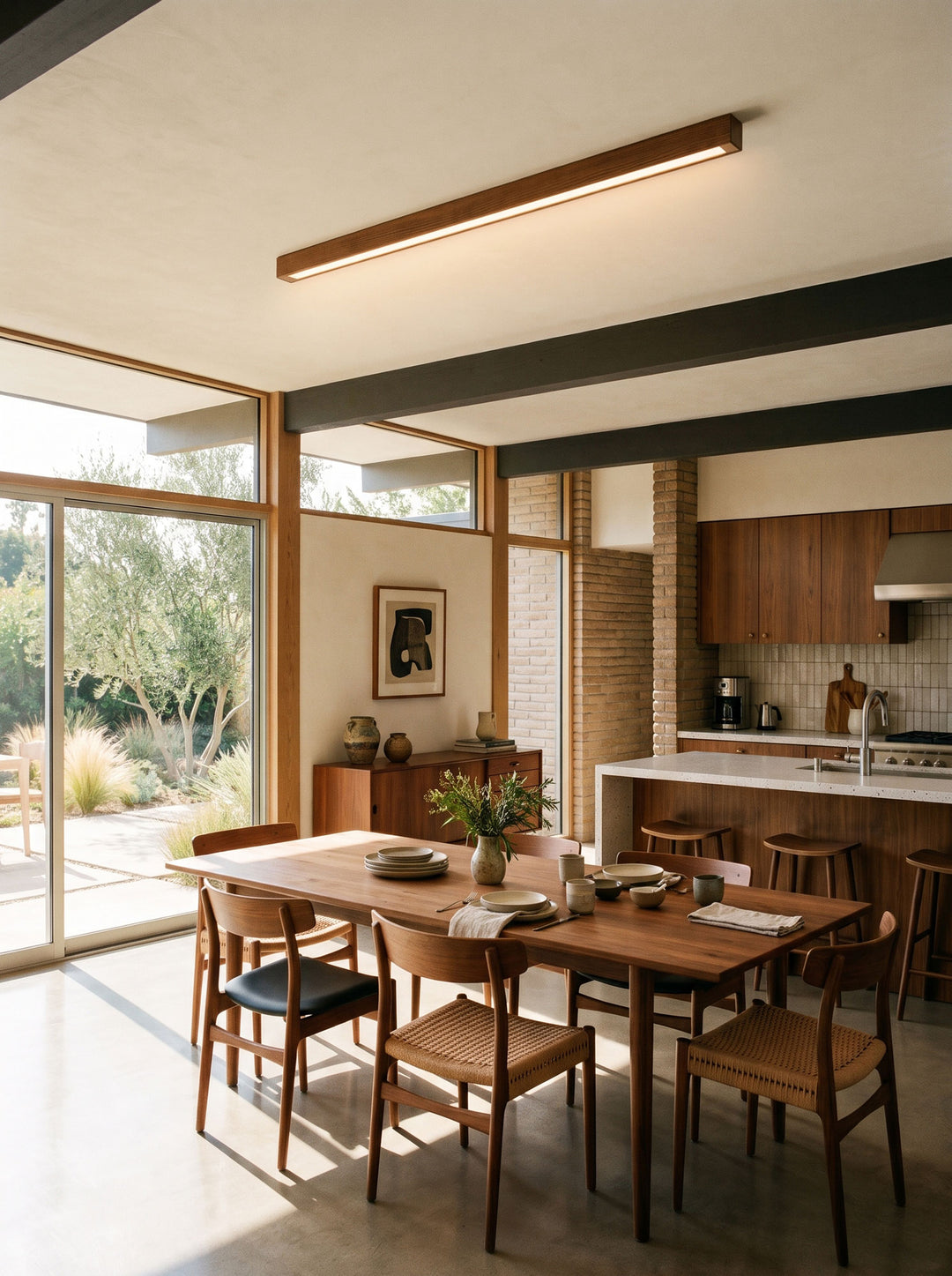 Linear Wood Flush Mount Ceiling Light
