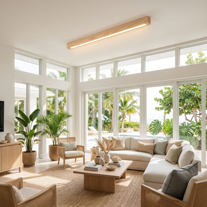 Linear Wood Flush Mount Ceiling Light