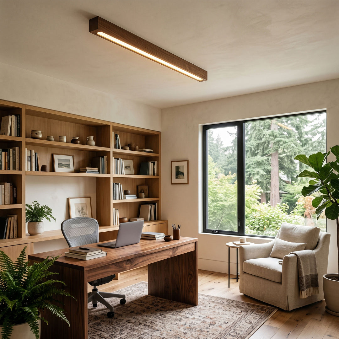 Linear Wood Flush Mount Ceiling Light