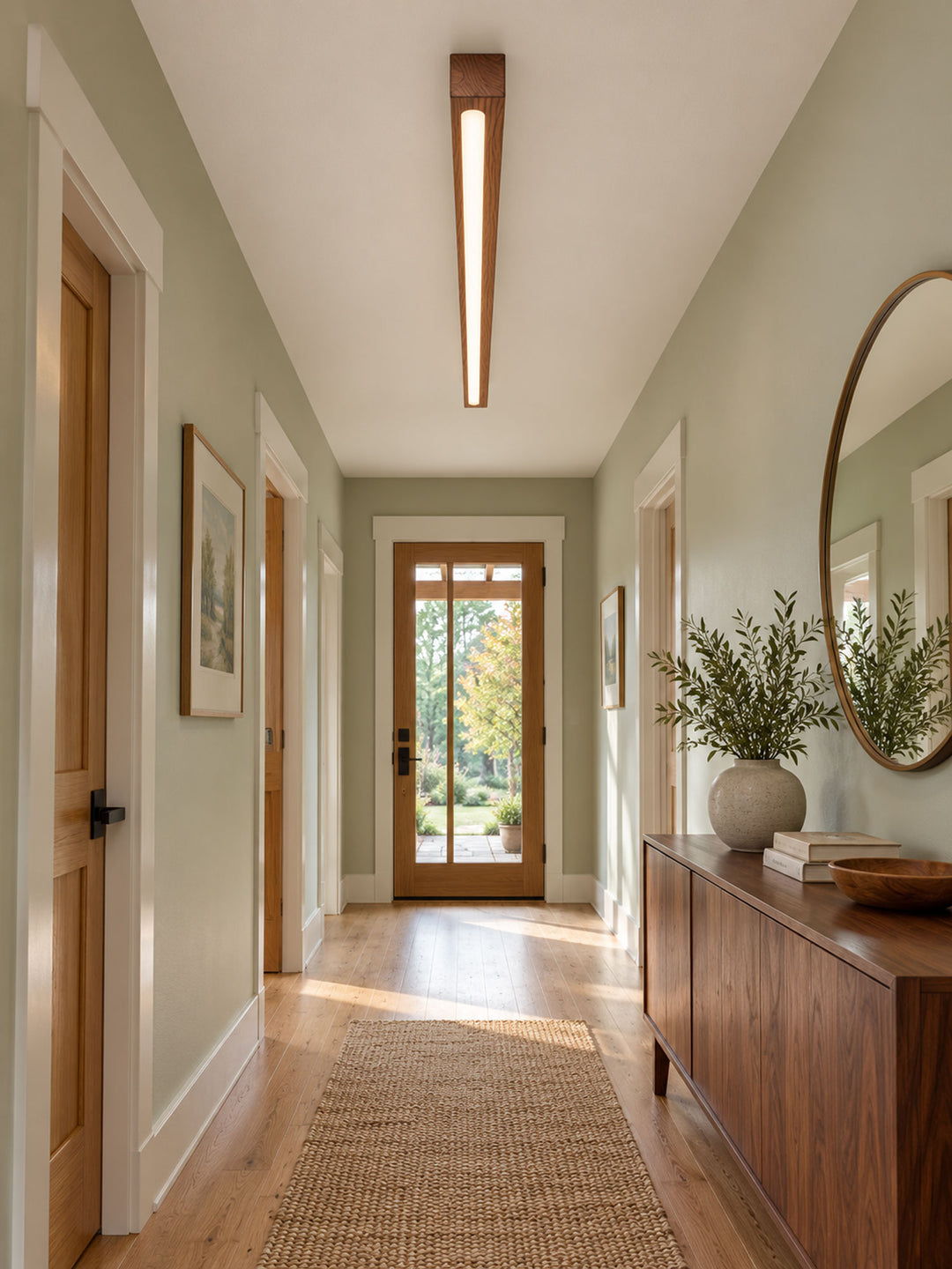 Linear Wood Flush Mount Ceiling Light