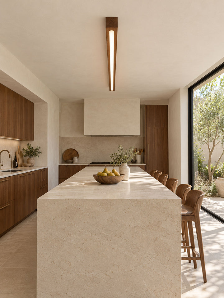 Linear Wood Flush Mount Ceiling Light