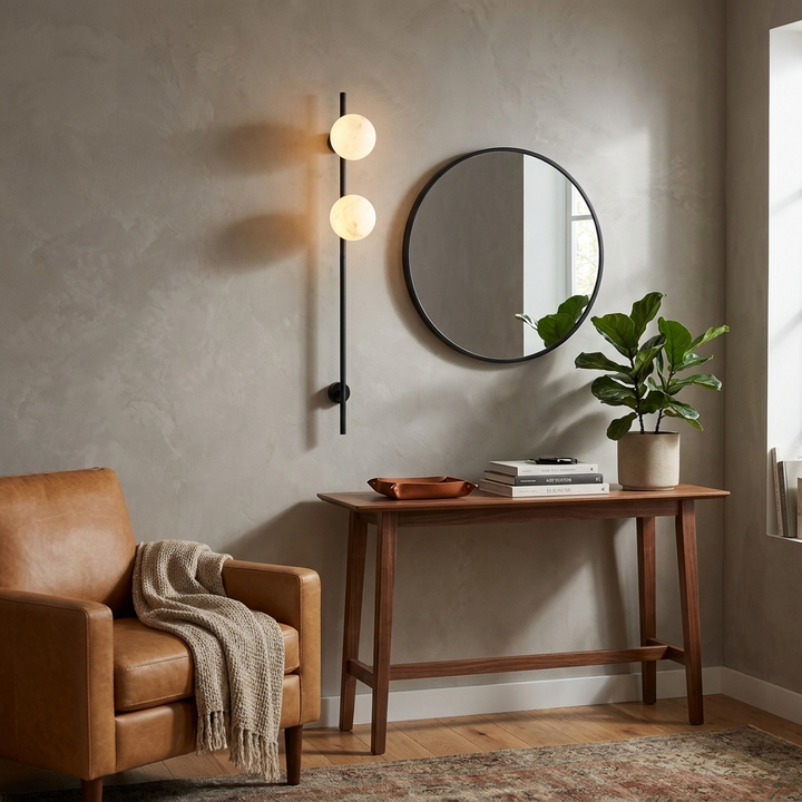 Liora Alabaster Double Globe Wall Sconce