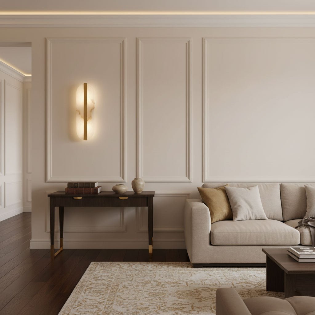 Long Ellipse Alabaster Wall Sconce - Vakkerlight