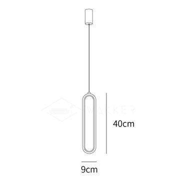 Long Oval LED Pendant Lamp — Dimension drawings 1