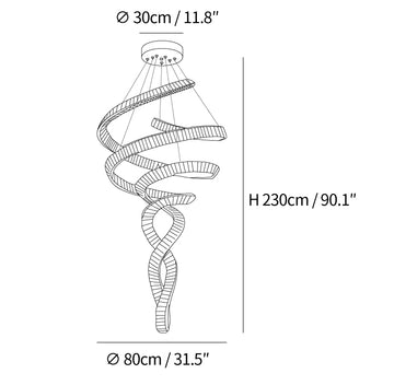 Long Spiral Crystal Chandelier — Dimension drawings 1