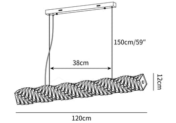 Long Lampadario in Cristallo — Dimension drawings 1