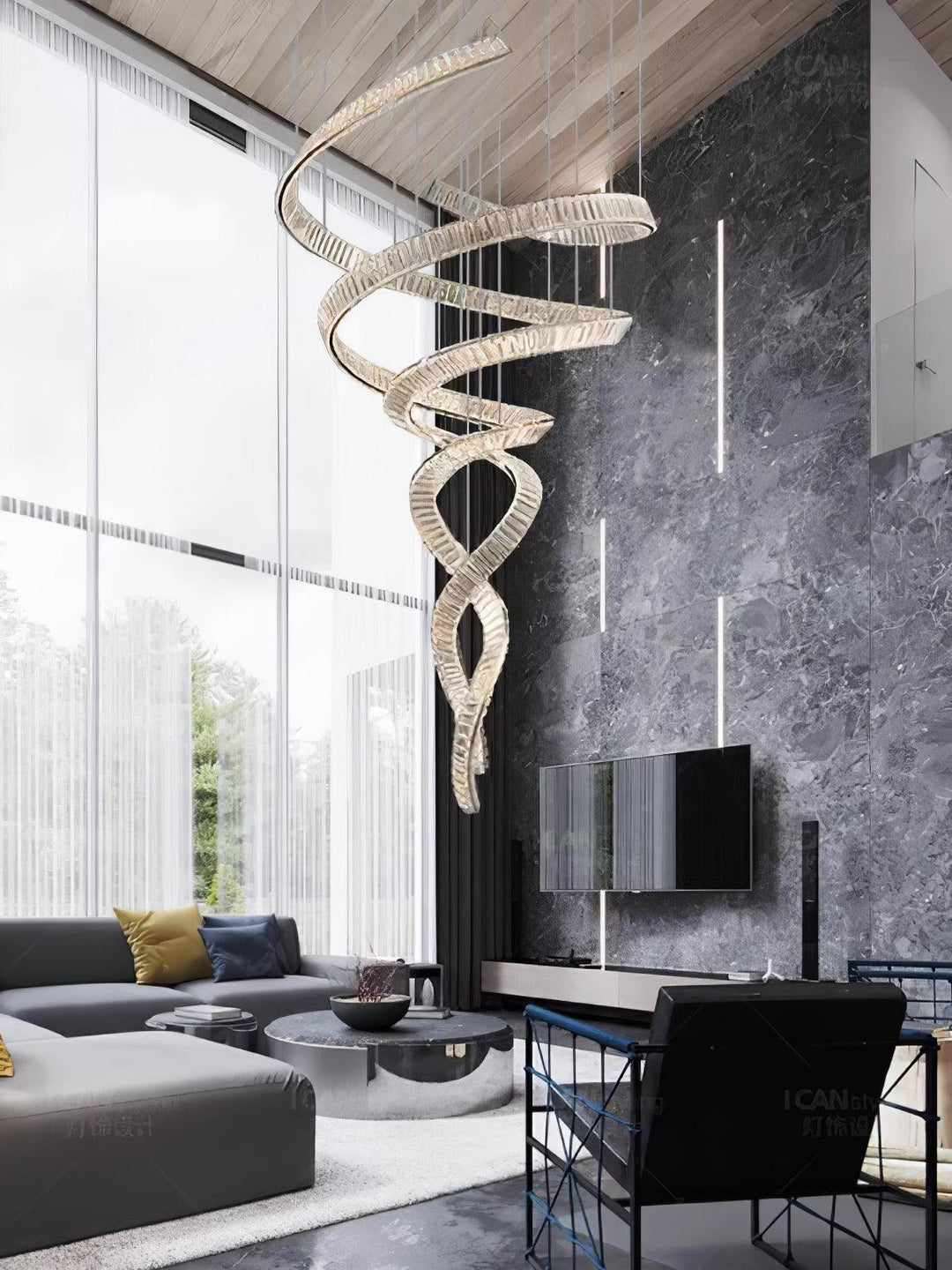 Long Spiral Crystal Chandelier - Vakkerlight