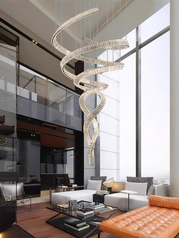 Long Spiral Crystal Chandelier - Vakkerlight