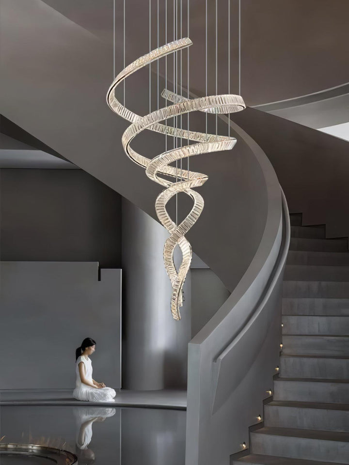 Long Spiral Crystal Chandelier - Vakkerlight