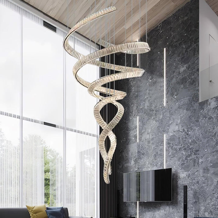 Long Spiral Crystal Chandelier - Vakkerlight