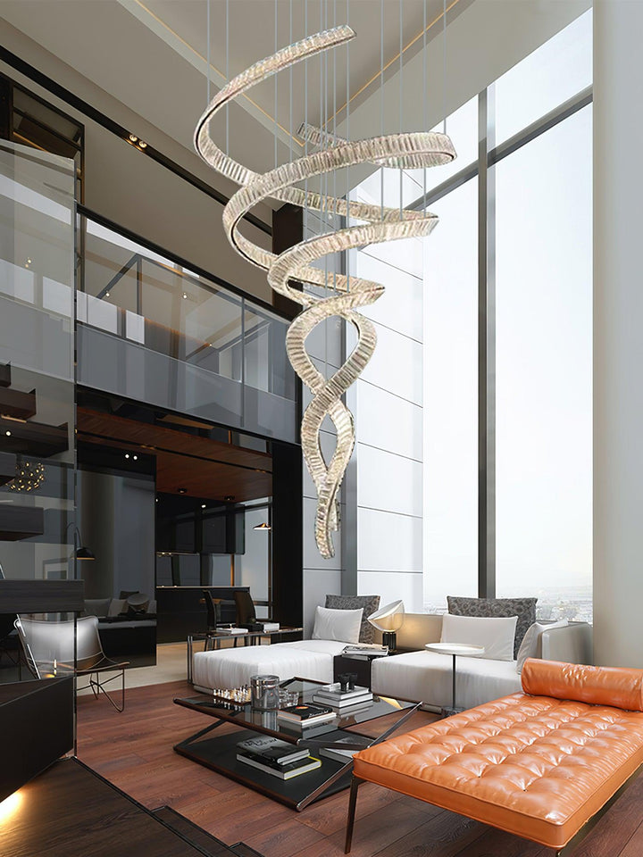 Long Spiral Crystal Chandelier - Vakkerlight