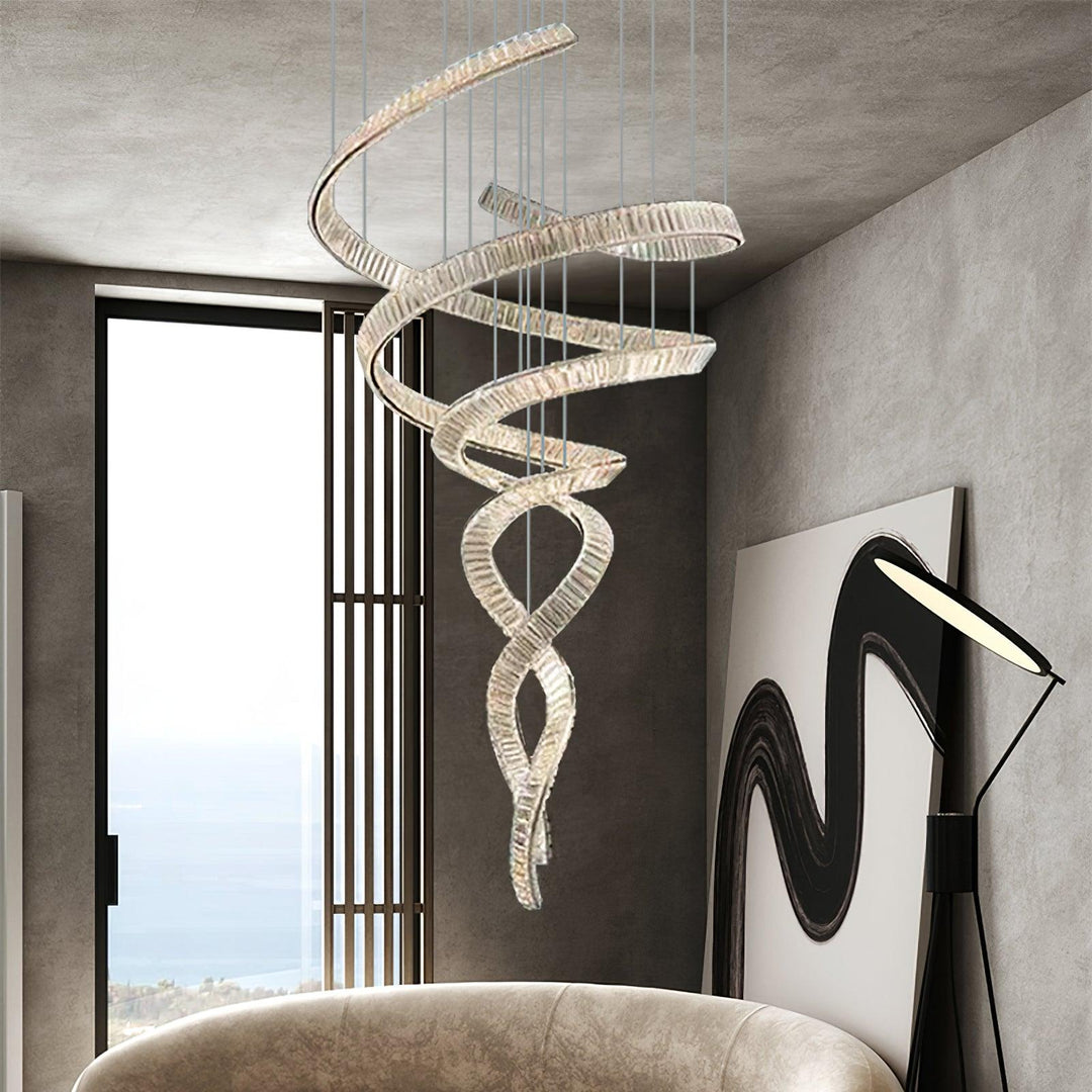 Long Spiral Crystal Chandelier - Vakkerlight