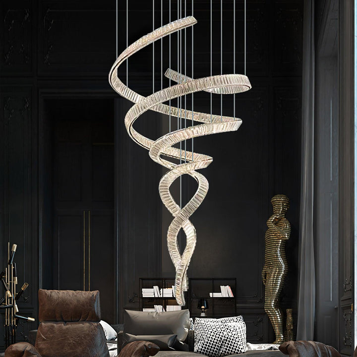 Long Spiral Crystal Chandelier - Vakkerlight