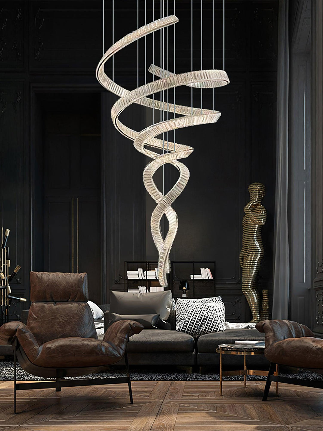 Long Spiral Crystal Chandelier - Vakkerlight