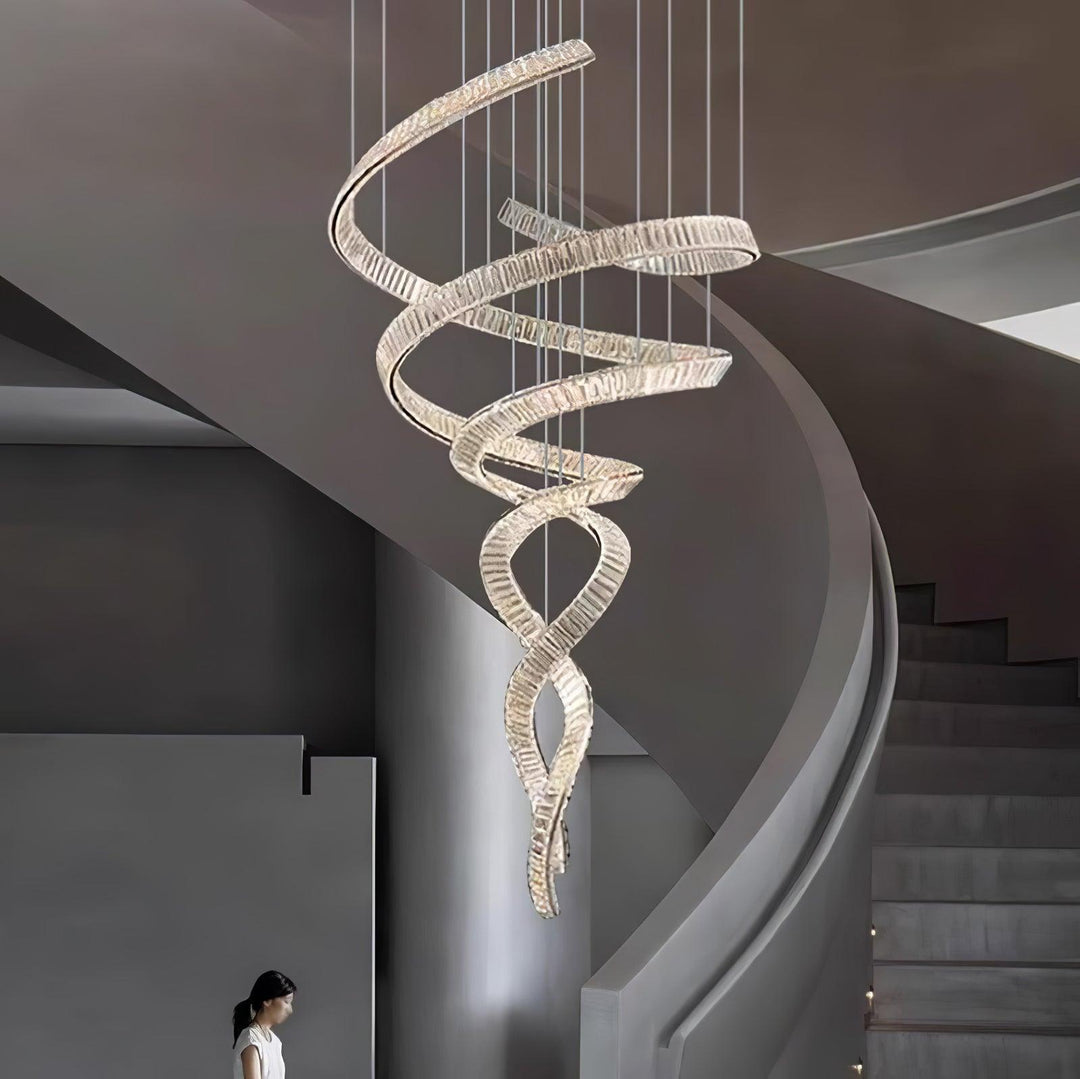 Long Spiral Crystal Chandelier - Vakkerlight