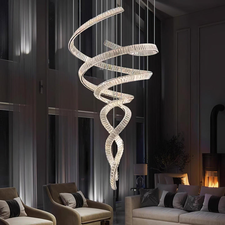 Long Spiral Crystal Chandelier - Vakkerlight