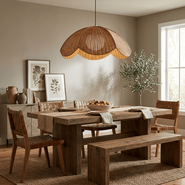 Lotus Woven Rattan Pendant Lamp - Vakkerlight