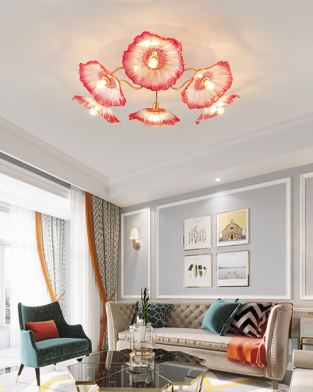 Lotus Leaf Glass Ceiling Lamp - Vakkerlight