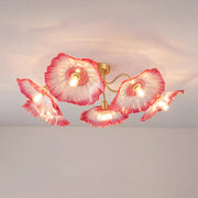 Lámpara de techo de cristal de hoja de loto
