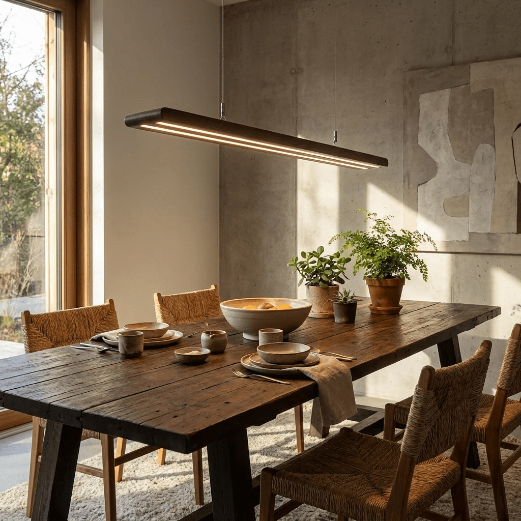 Louvered Wood Linear Pendant Light - Vakkerlight