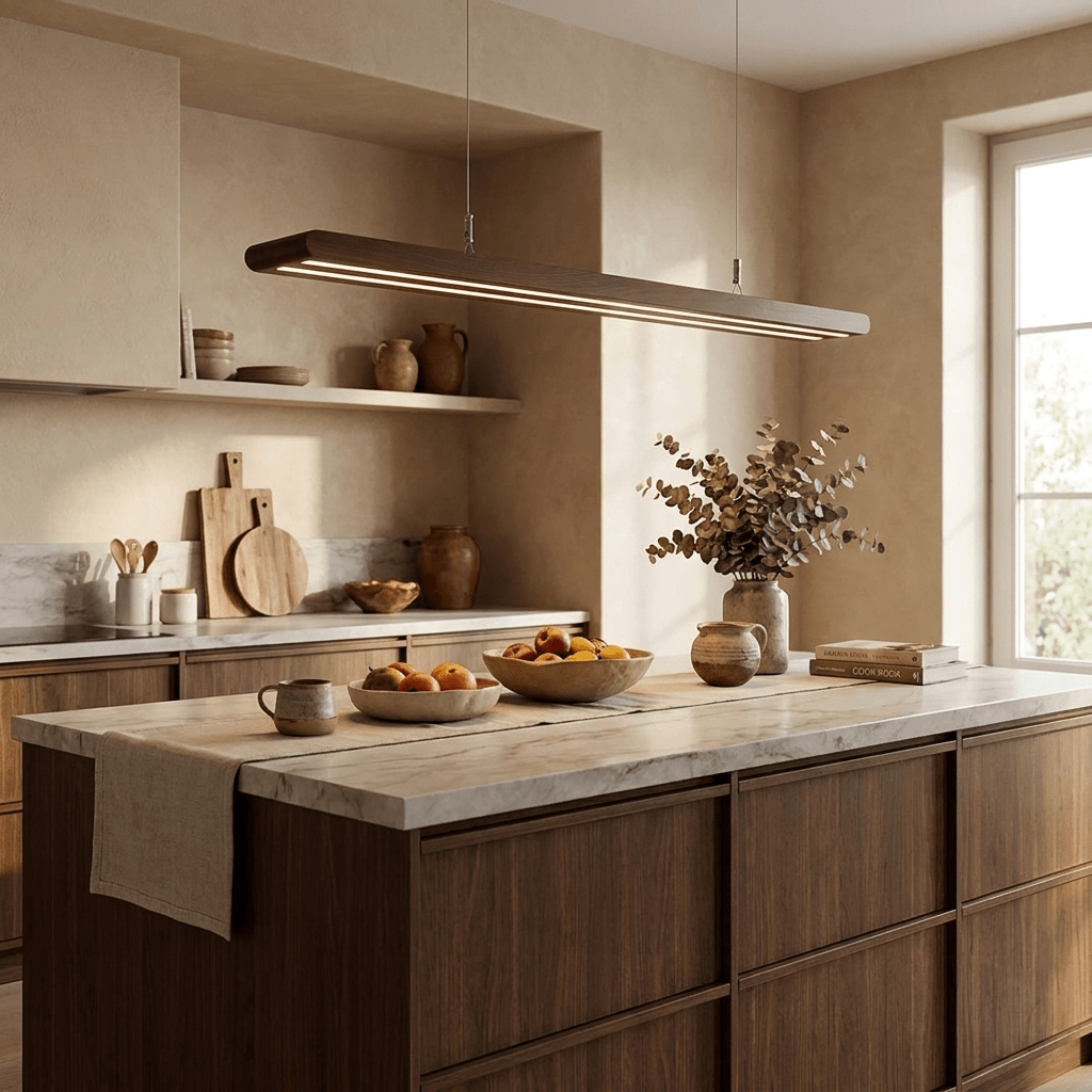 Louvered Wood Linear Pendant Light - Vakkerlight