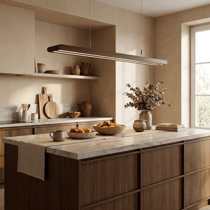 Louvered Wood Linear Pendant Light - Vakkerlight