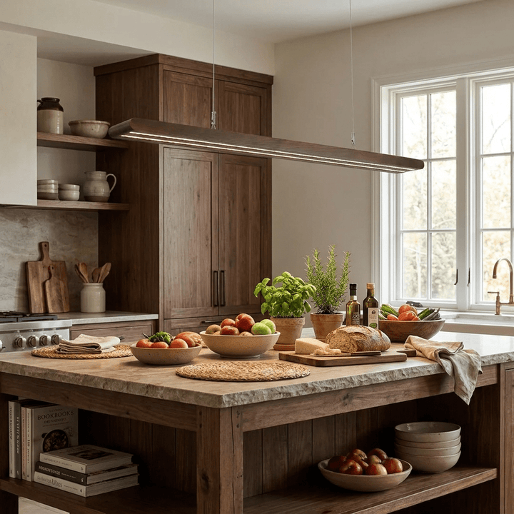 Louvered Wood Linear Pendant Light - Vakkerlight