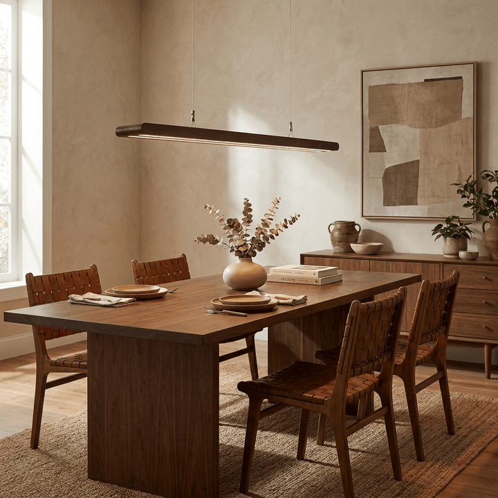 Louvered Wood Linear Pendant Light - Vakkerlight