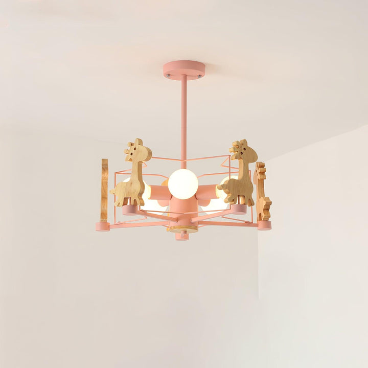 Lovely Deer Wooden Chandelier - Vakkerlight