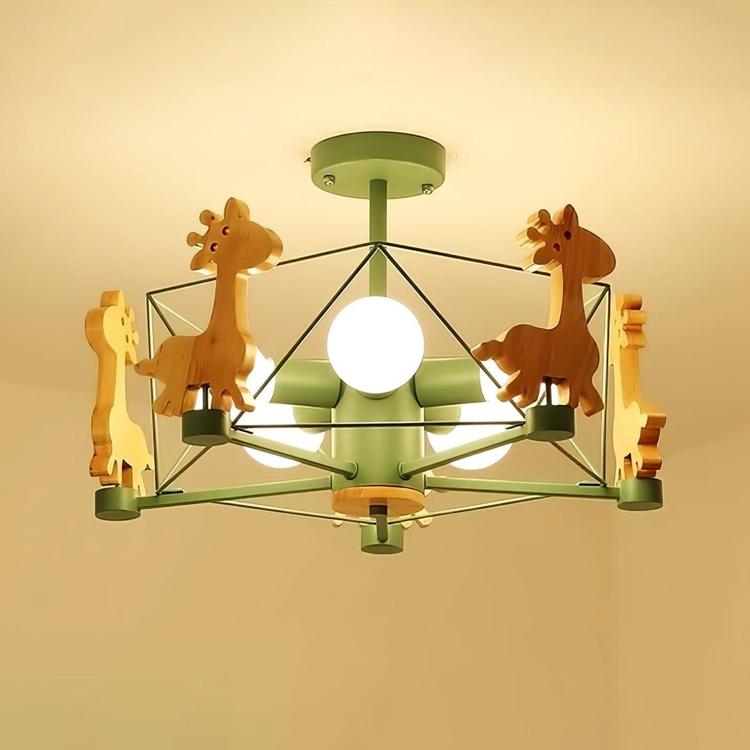 Lovely Deer Wooden Chandelier - Vakkerlight