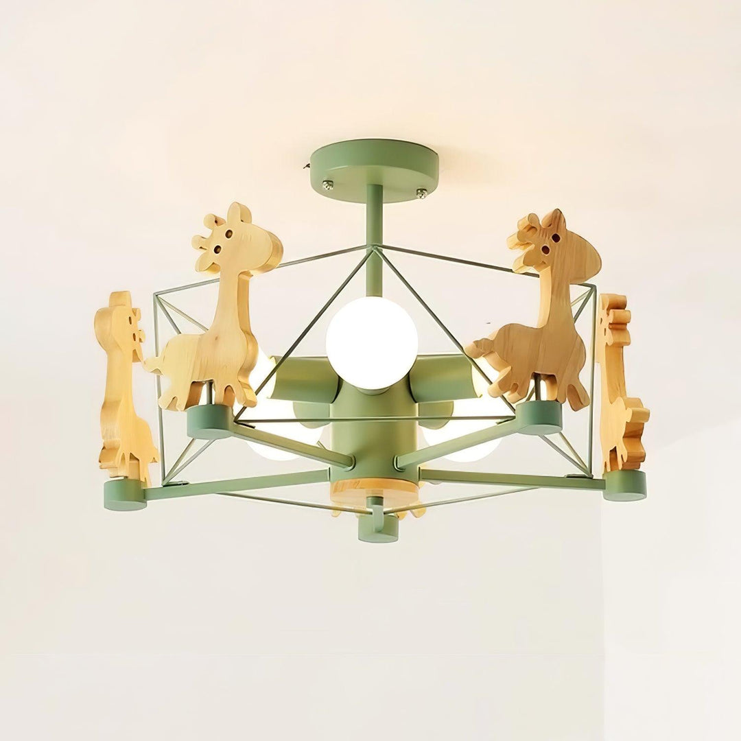 Lovely Deer Wooden Chandelier - Vakkerlight