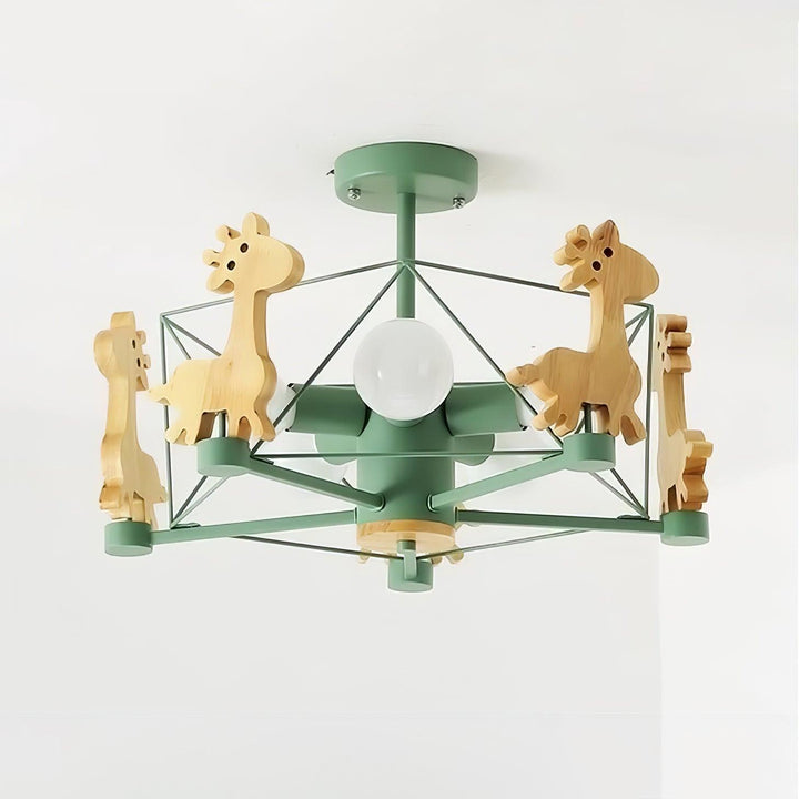 Lovely Deer Wooden Chandelier - Vakkerlight