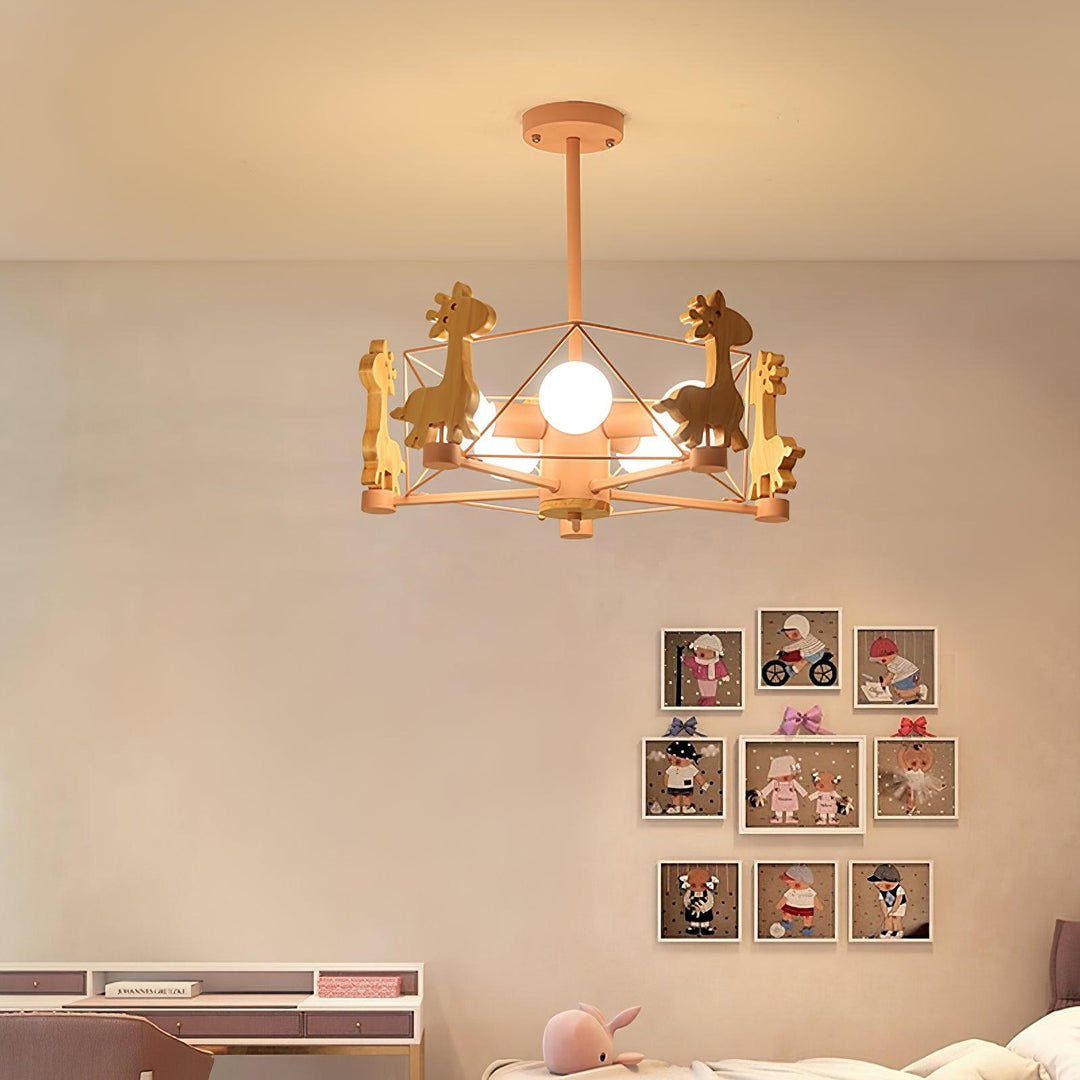 Lovely Deer Wooden Chandelier - Vakkerlight